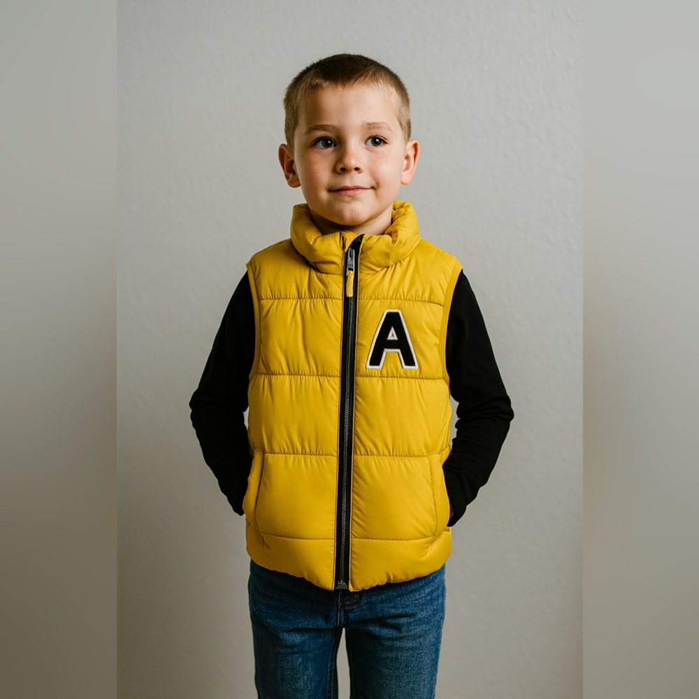 H&M Kids Yellow Puffer Vest, Size 4-6Y